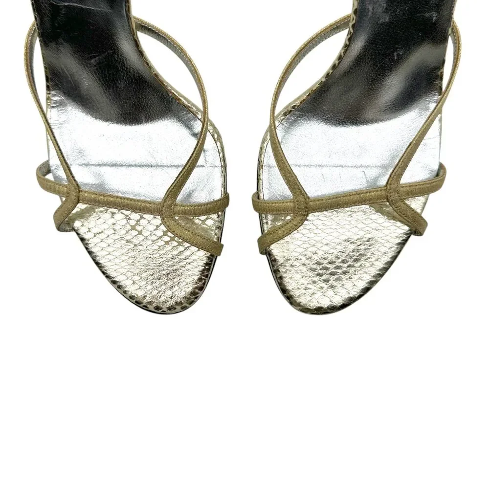 Dolce & Gabbana Gold Python Slingback Sandal Heels